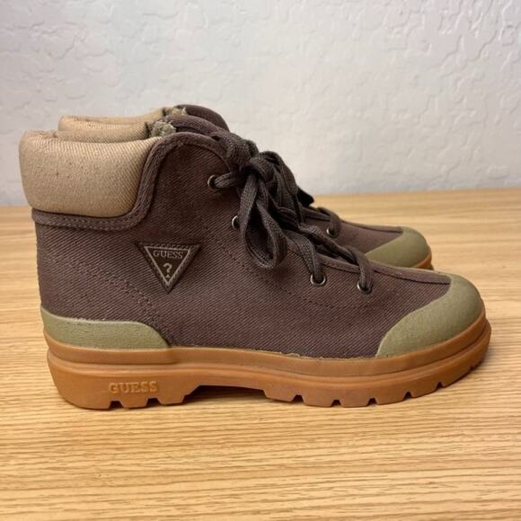 Guess Boots Mens 5 Canvas Gum Base Hiking Mid Top Vintage 90’s - Picture 2 of 14